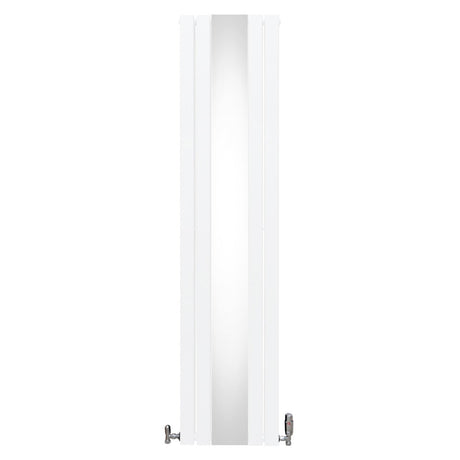 Flat Mirror Radiator & Valves - 1800mm x 425mm - White