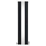 Flat Mirror Radiator & Valves - 1800mm x 425mm - Black