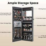 108cm Lockable Jewelry Mirror Cabinet with 3-Color LED Lights-White