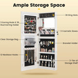108cm Lockable Jewelry Mirror Cabinet with 3-Color LED Lights-Black