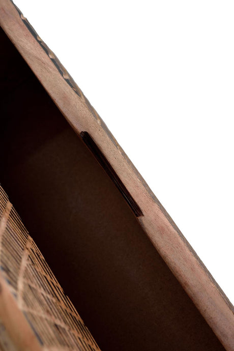 Giner and Colomer - Acacia Wood Nightstand With Hand-Carved Fronts & Metal Base