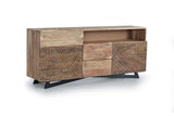 Giner and Colomer - Acacia Wood Sideboard With 2 Doors, 3 Drawers & Hand-Carved Fronts