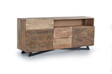 Giner and Colomer - Acacia Wood Sideboard With 2 Doors, 3 Drawers & Hand-Carved Fronts