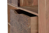 Giner and Colomer - Acacia Wood Bookcase With 2 Drawers, 2 Doors & Hand-Carved Door Details