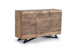Giner and Colomer - Acacia Wood Sideboard With 3 Doors, 3 Drawers & Hand-Carved Fronts