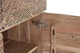 Giner and Colomer - 4-Door Acacia Wood Sideboard With Metal Base & Hand-Carved Details