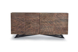 Giner and Colomer - 4-Door Acacia Wood Sideboard With Metal Base & Hand-Carved Details