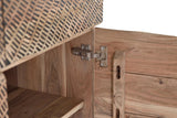Giner and Colomer - 4-Door Acacia Wood Sideboard With Metal Base & Hand-Carved Details