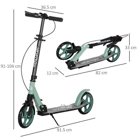 HOMCOM One-click Folding Kick Scooter for 14+ w/ Adjustable Handlebar, Push Scooter with Kickstand, Dual Brake System, Shock Absorber, 200mm Wheels & ABEC-9 Bearings