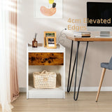 Set of 2 Nightstand with 1 Drawer and Storage Compartment