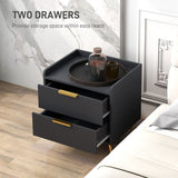 HOMCOM Elegant Two-Drawer Bedside Table - Black