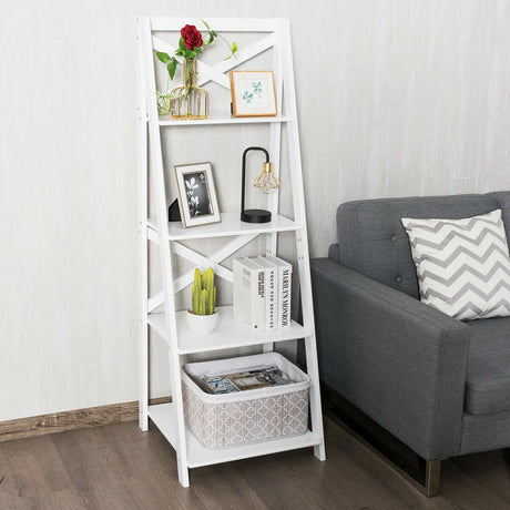 Modern 4-Tier Ladder with Storage Shelf for Home and Office