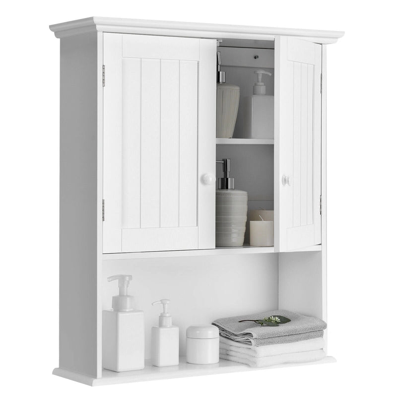 Multi-Purpose Wall Cabinet Storage with 2-Door for Bathroom White