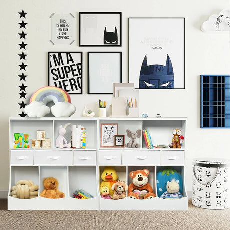 3-layer Kids Cubby Bin Combo Storage Organizer for kids' Room-White