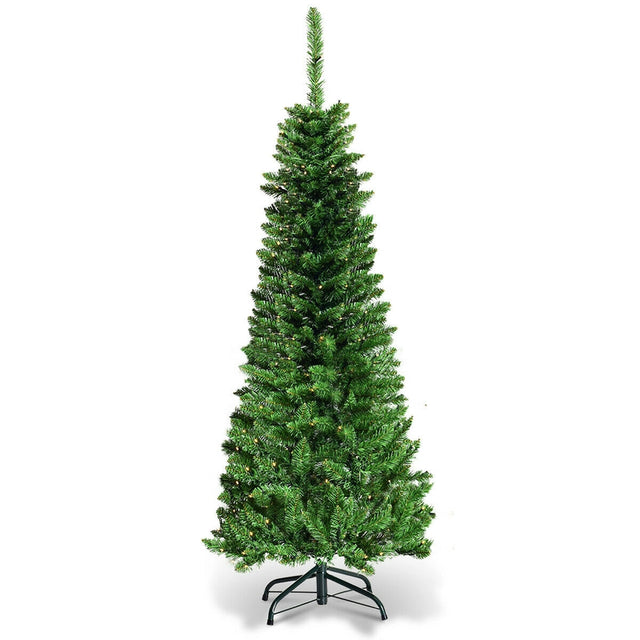 Artificial Pencil Christmas Tree with LED Lights in 3 Sizes-4.5FT