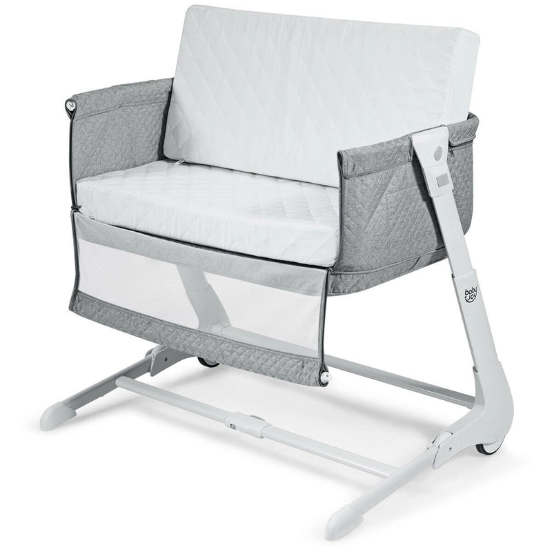 Baby Height Adjustable Bassinet with Washable Mattress-Gray