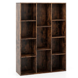 Modern 11-Cube Bookcase Display Cabinet with Anti-tipping Kits-Rustic Brown