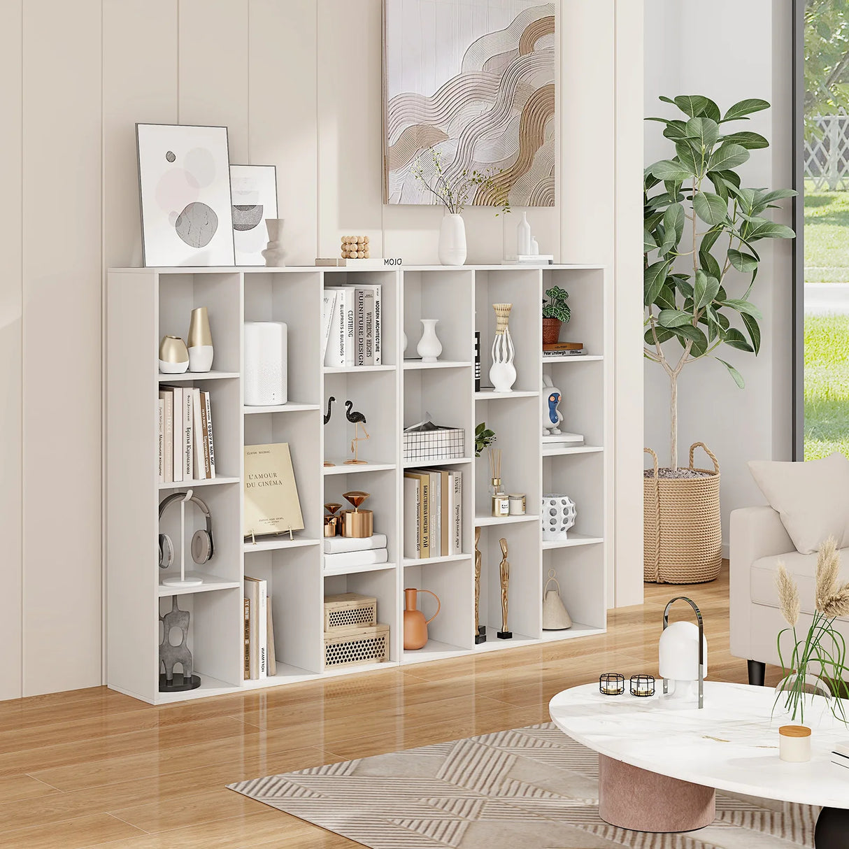 11-Cube Multifunctional Book Storage Organizer Display Cabinet with Anti-tipping Kits-White