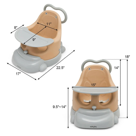 6-in-1 Convertible Baby Booster Seat with Tray Wheels-Orange