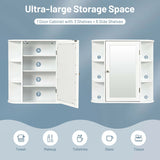 Multipurpose Mount Wall Mirror Bathroom Storage Cabinet-White