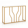 110 cm Gold Console Table Entryway Table with Faux Marble Tabletop-White &amp; Golden