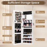 110 cm Jewelry Mirror Cabinet with Full-length Mirror and Interior Makeup Mirror-White