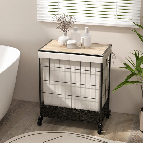 Laundry Hamper with Lid and Lockable Wheels