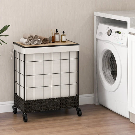 Laundry Hamper with Lid and Lockable Wheels
