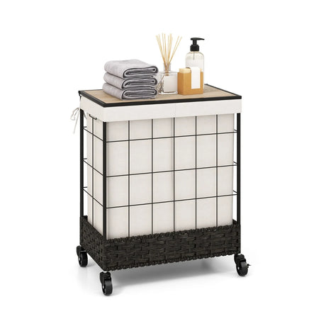 Laundry Hamper with Lid and Lockable Wheels