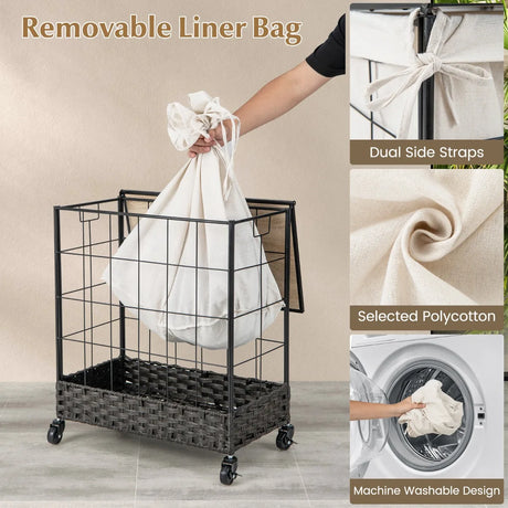Laundry Hamper with Lid and Lockable Wheels