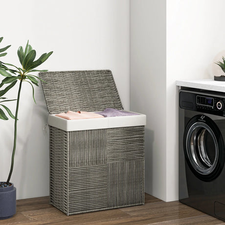 29 Gallons Laundry Hamper with Convenient Handles and Removable Liner Bag-Gray