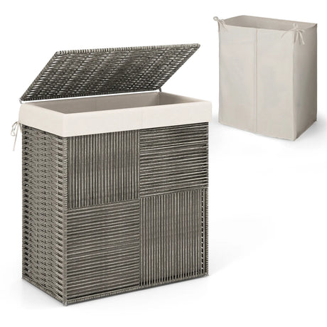 29 Gallons Laundry Hamper with Convenient Handles and Removable Liner Bag-Gray