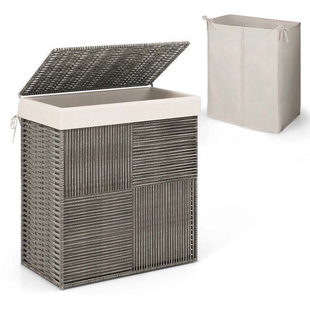 29 Gallons Laundry Hamper with Convenient Handles and Removable Liner Bag-Gray