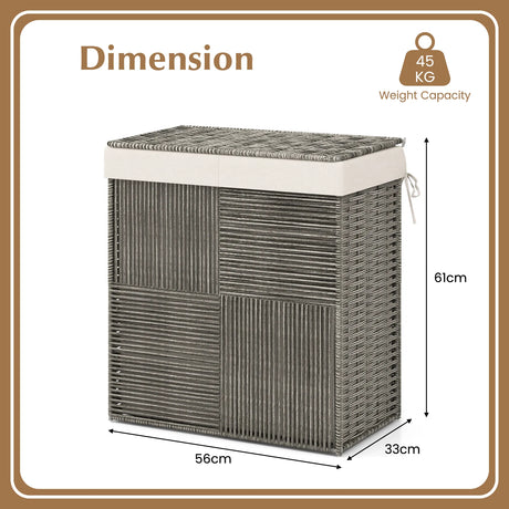 29 Gallons Laundry Hamper with Convenient Handles and Removable Liner Bag-Gray