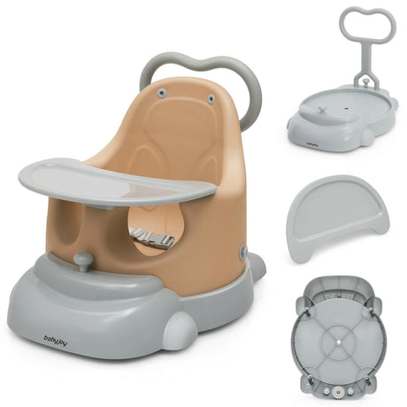 6-in-1 Convertible Baby Booster Seat with Tray Wheels-Orange