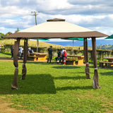 13 Feet x 13 Feet Pop Up Canopy Tent Instant Outdoor Folding Canopy Shelter-Brown