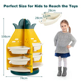 360 Revolving Pineapple Shelf with Plastic Bins for Kids