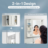 Multipurpose Mount Wall Mirror Bathroom Storage Cabinet-White