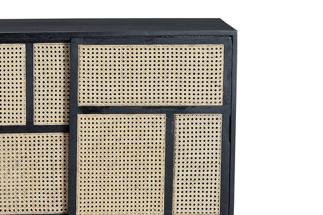 Giner and Colomer - Mango Wood Sideboard With 4 Sliding Doors & Natural Grid Details