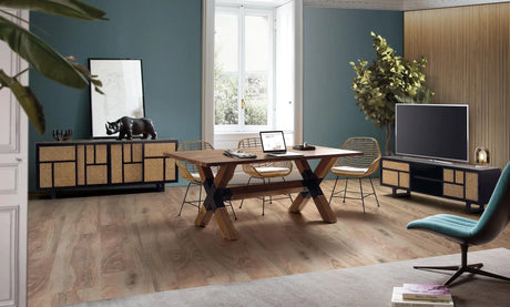 Giner and Colomer - Mango Wood Sideboard With 4 Sliding Doors & Natural Grid Details