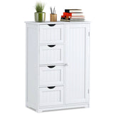 Bathroom cabinet with 4 drawers &amp; 1 magnetic door lock bathroom cabinet white