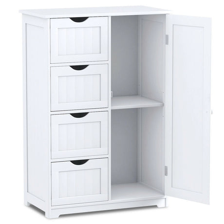 Bathroom cabinet with 4 drawers &amp; 1 magnetic door lock bathroom cabinet white