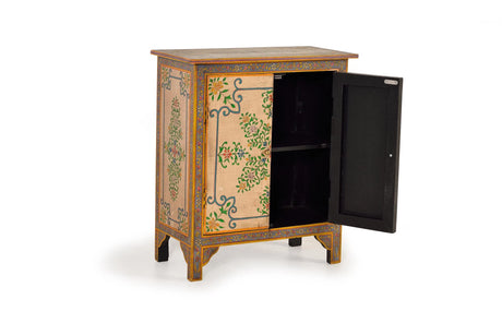 Giner and Colomer - 2-Door Mango Wood Cabinet With Hand-Painted Details