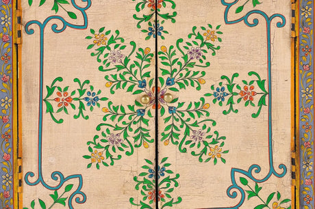 Giner and Colomer - 2-Door Mango Wood Cabinet With Hand-Painted Details