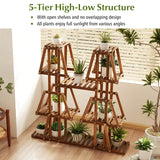 114 cm Tall Wood Plant Stand 5-Tier 10 Potted Plant Holder Rack