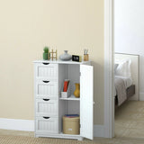 Bathroom cabinet with 4 drawers &amp; 1 magnetic door lock bathroom cabinet white