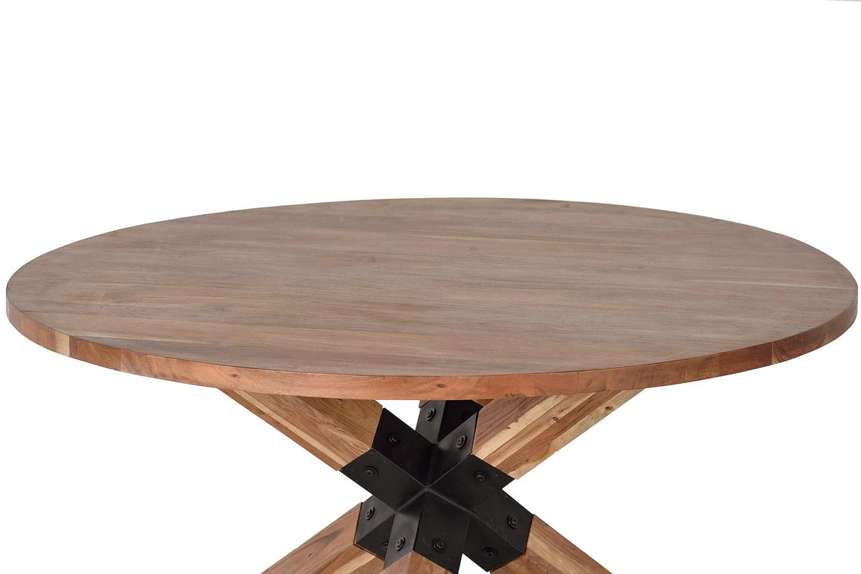 Giner and Colomer - Acacia Wood Dining Table With Metal Base