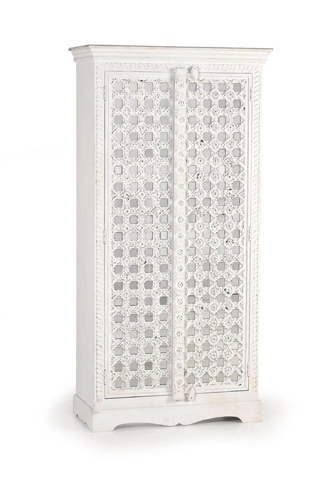 Giner and Colomer - 2-Door Mango Wood Cabinet With Glass Door Details