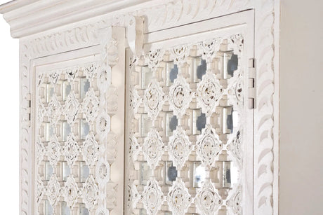 Giner and Colomer - 2-Door Mango Wood Cabinet With Glass Door Details