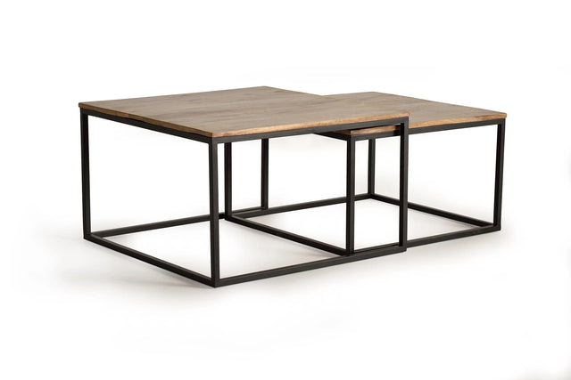 Giner and Colomer - Set Of 2 Mango Wood & Metal Coffee Tables